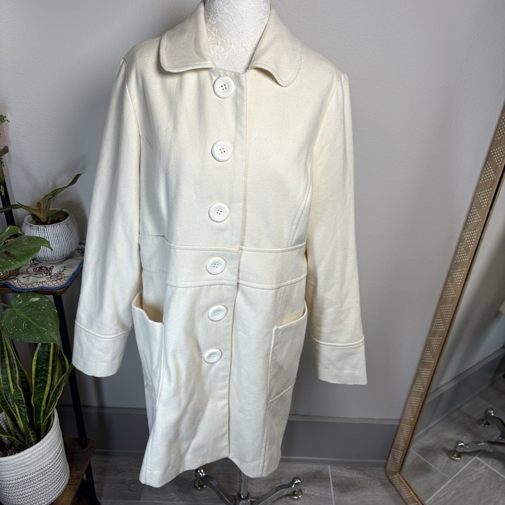 Torrid Womens Plus 1X Cream Peacoat Mod Winter Aesthetic Wool Blend